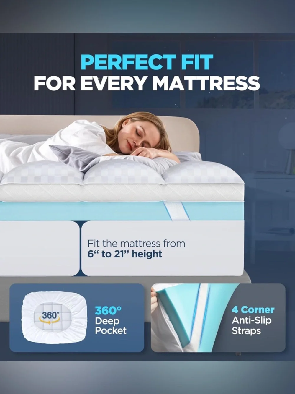 Cooling Gel Memory Foam Mattress Topper - Queen
